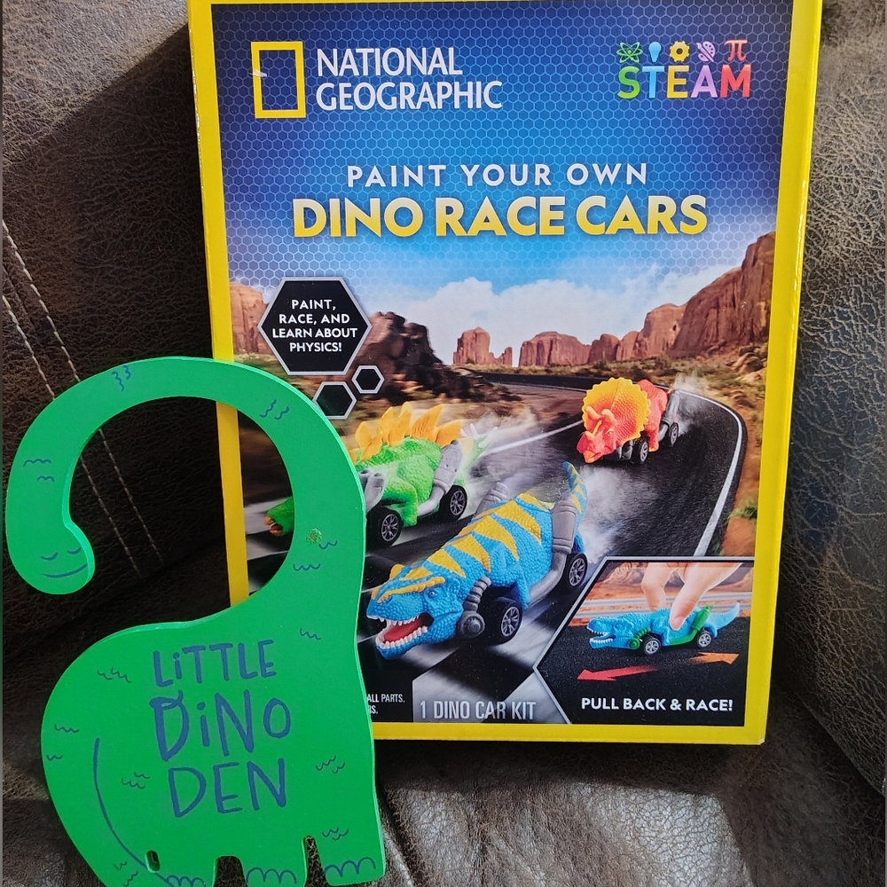 Dinosaur Racers (Paint Your Own) & Wood Door Hanger